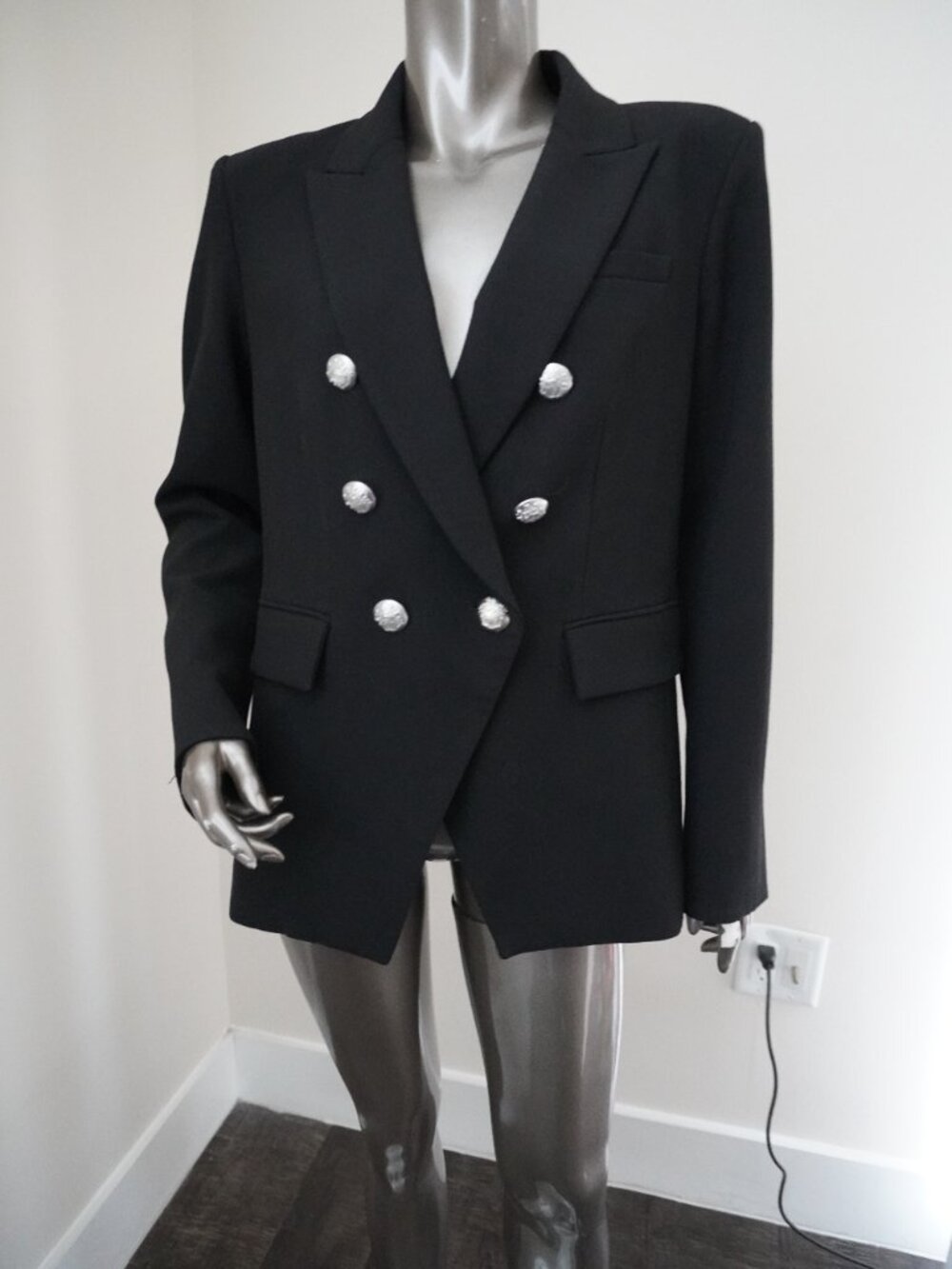 Veronica Beard Miller Dickey Blazer Black Silver Crest Buttons Jacket Size 10 - Picture 4 of 8